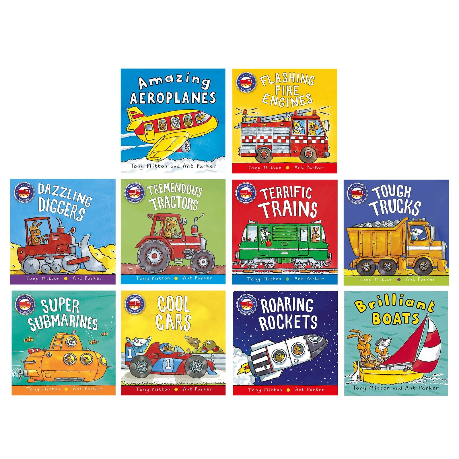 Amazing Machines 10 Books Paperback Set – Ages 2+ – By Tony Mitton & Ant Parker
