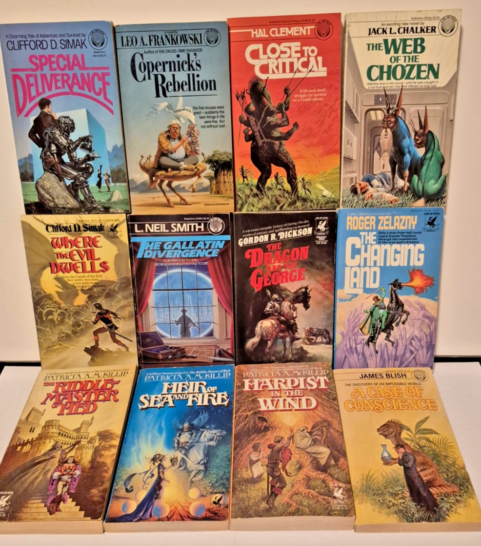Lot of 12 Vintage Del Rey Books Sci Fi Fantasy Paperbacks 1980s Simak Zelazny