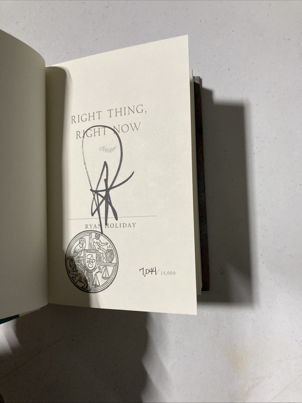 Right Thing, Right Now (HCDJ) SIGNED by Ryan Holiday # 7044 of 15000