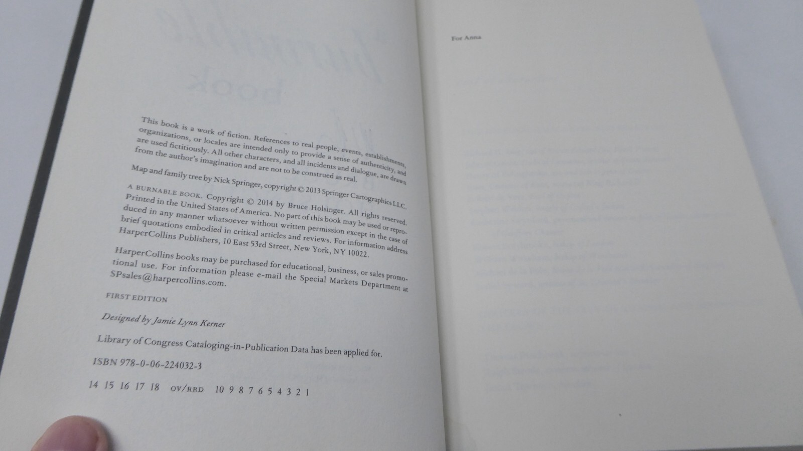 *SIGNED* A Burnable Book : A Novel by Bruce Holsinger (2014, Hardcover)
