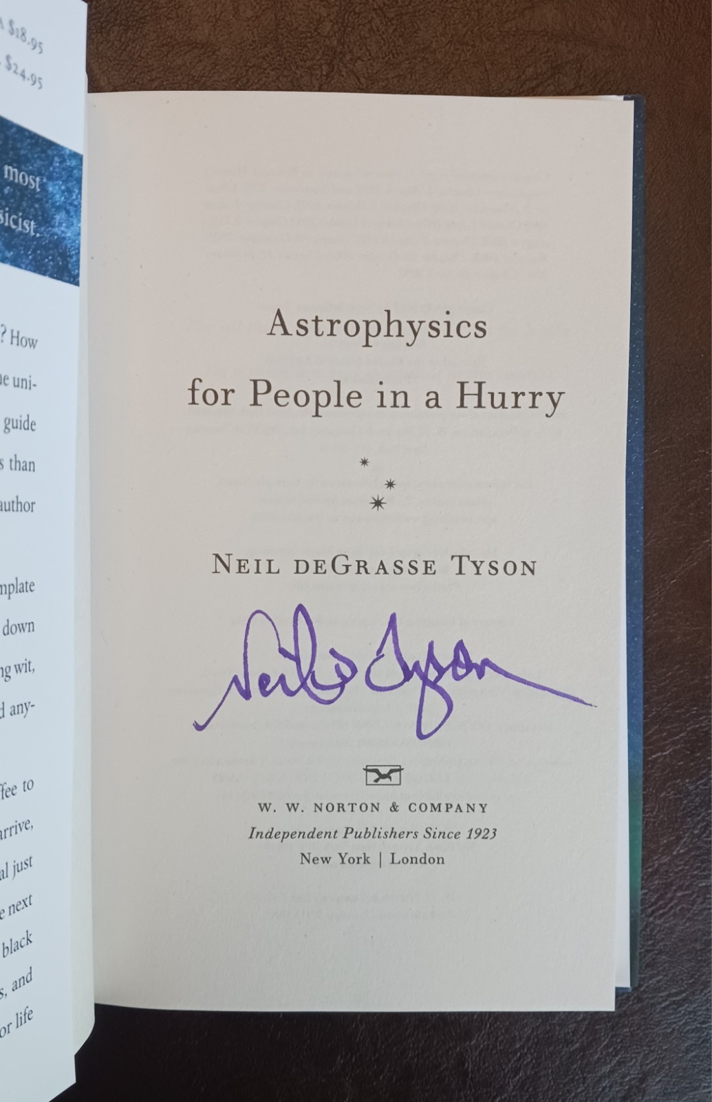 SIGNED Neil deGrasse Tyson Autographed Book – Astrophysics for People in a Hurry