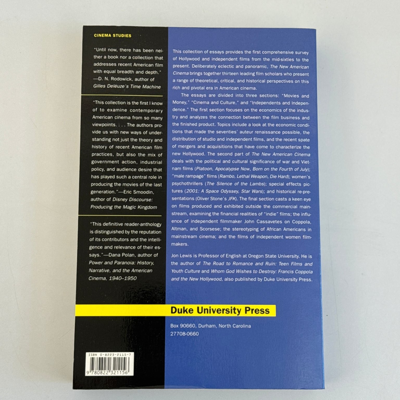 The New American Cinema Jon Lewis 1998 First Edition Duke University Press