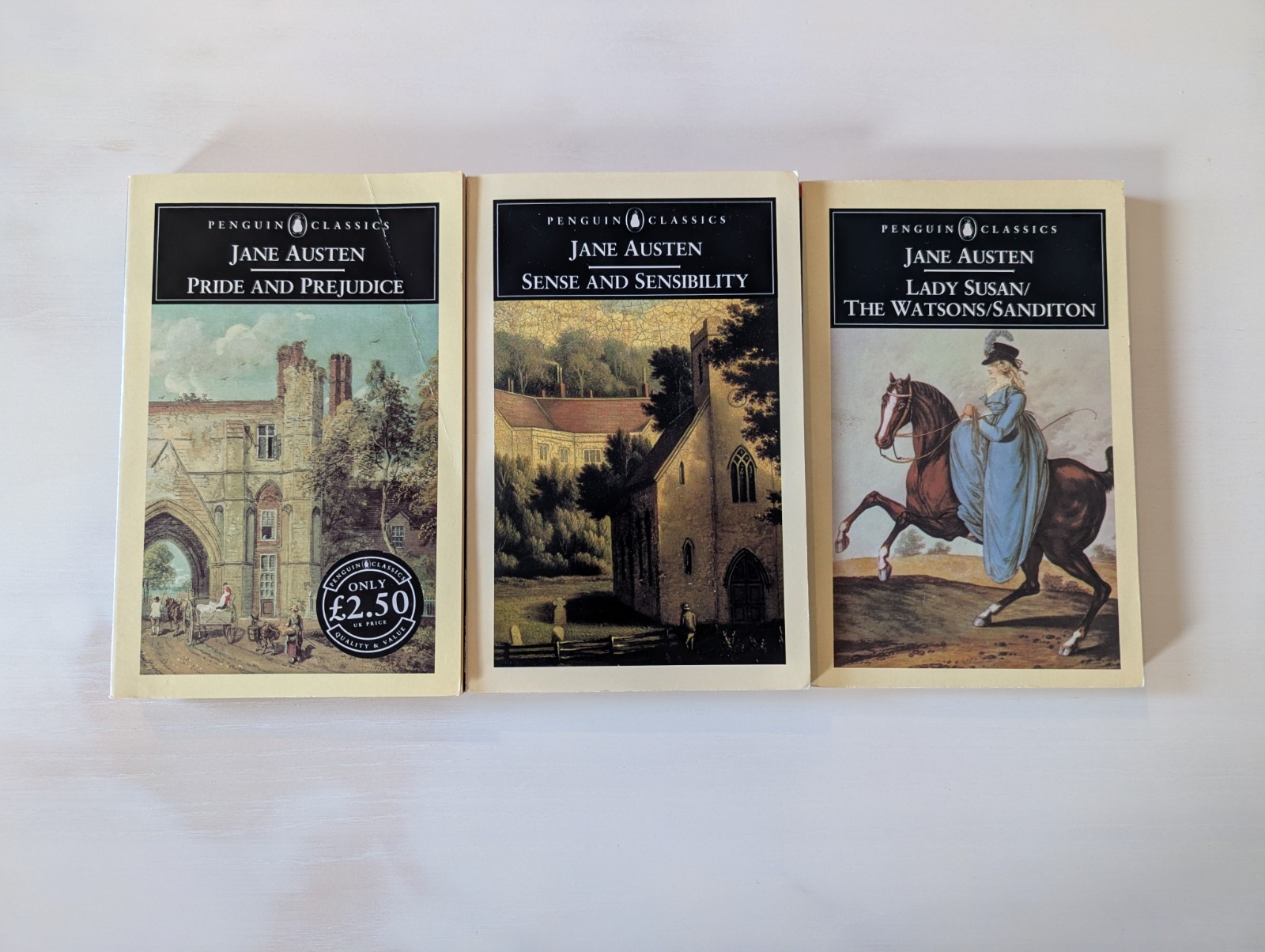 Lot of 3 Vintage Penguin Classics Books Jane Austen Pride and Prejudice