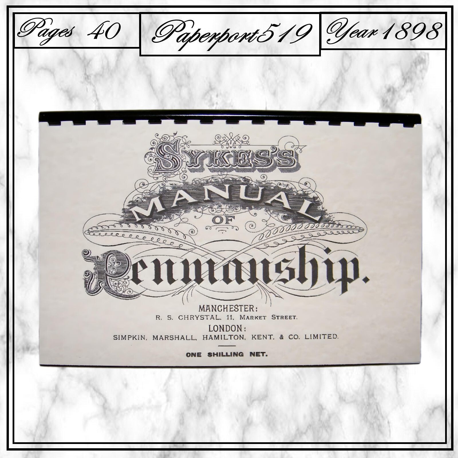 1898 Sykes Manual of Penmanship 40 Pages
