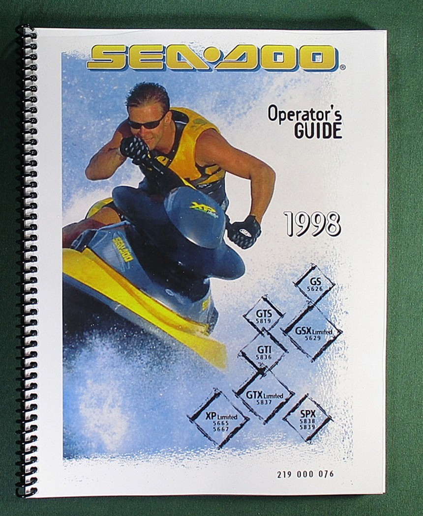 1998 SeaDoo GS / GTS / GSX / GTI / GTX Operator’s Manual with Protective Covers