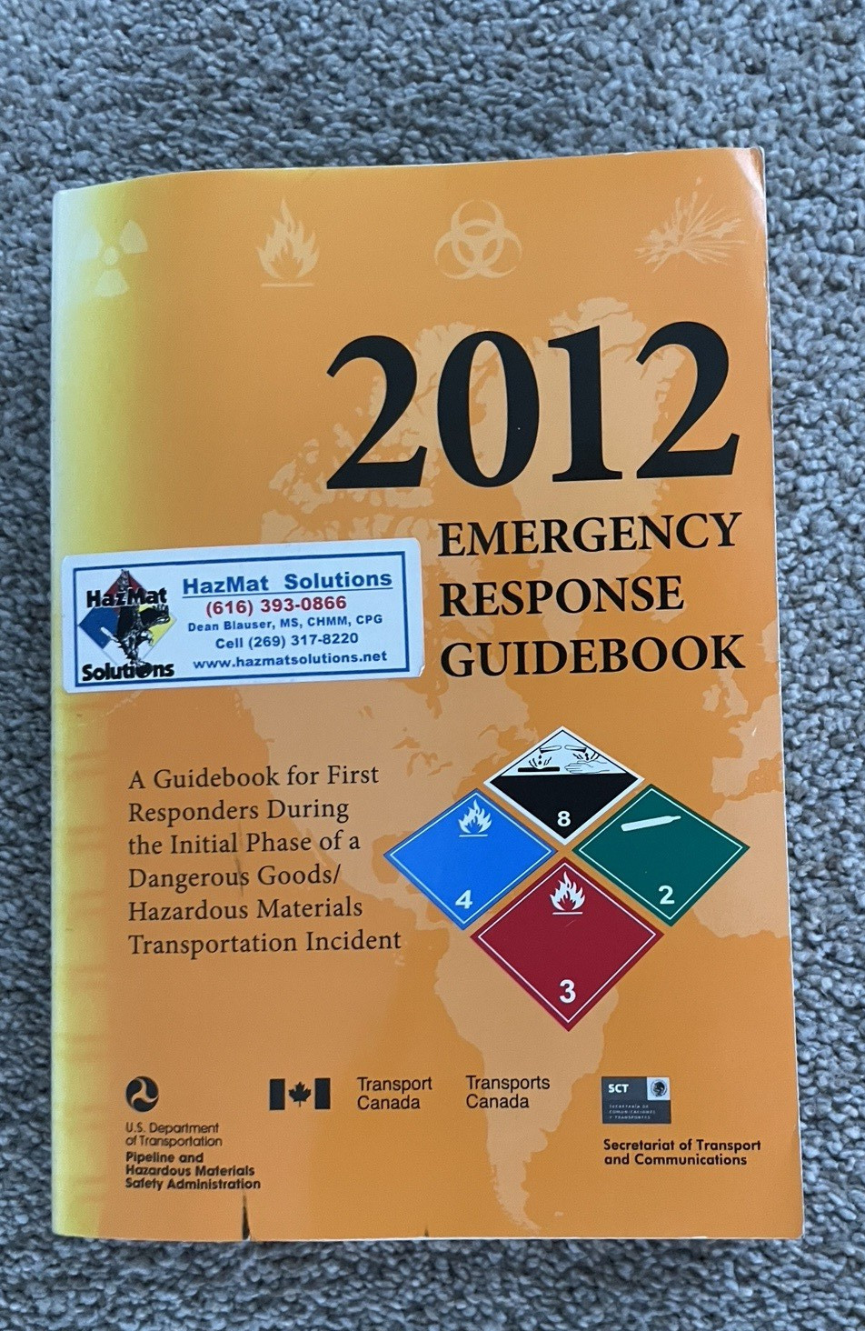 Emergency Response Guidebook 2012 First Responders Paperback, 1 or 2 copies