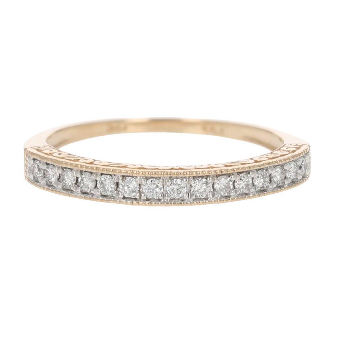.17ctw Diamond Pavé Milgrain Scroll Wedding Band Ring 14k Rose Gold Size 7.25