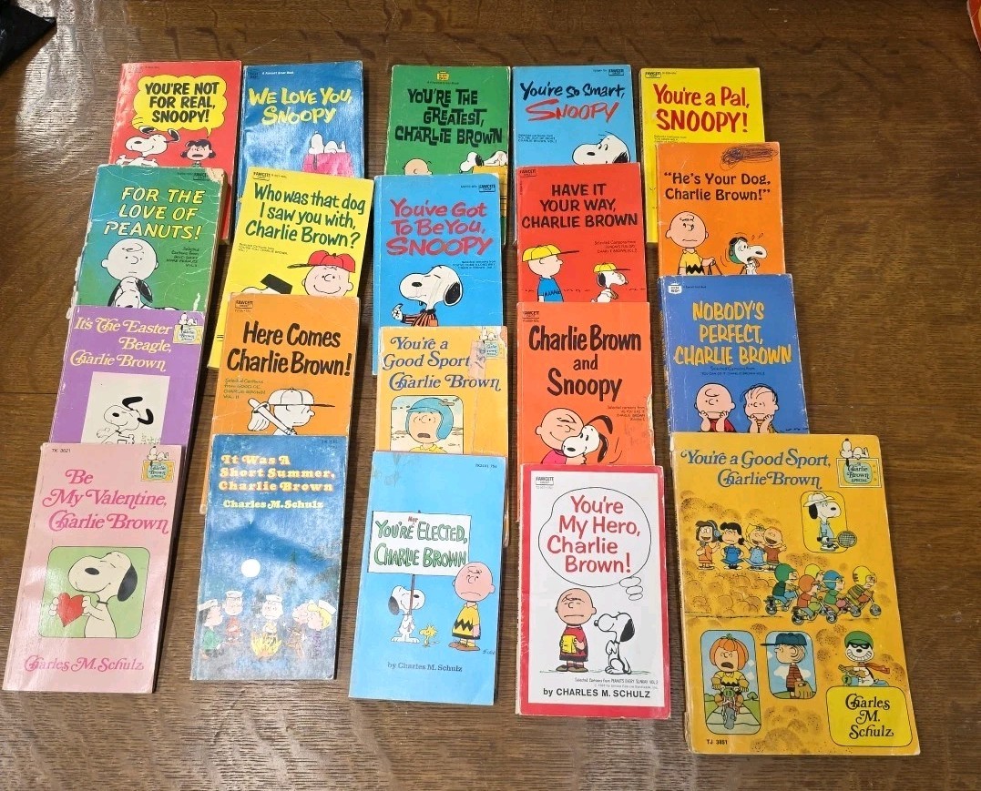Peanuts Charlie Brown Book Lot of 19 Vintage 1950s 60s 70s Charles Schulz Snoopy
