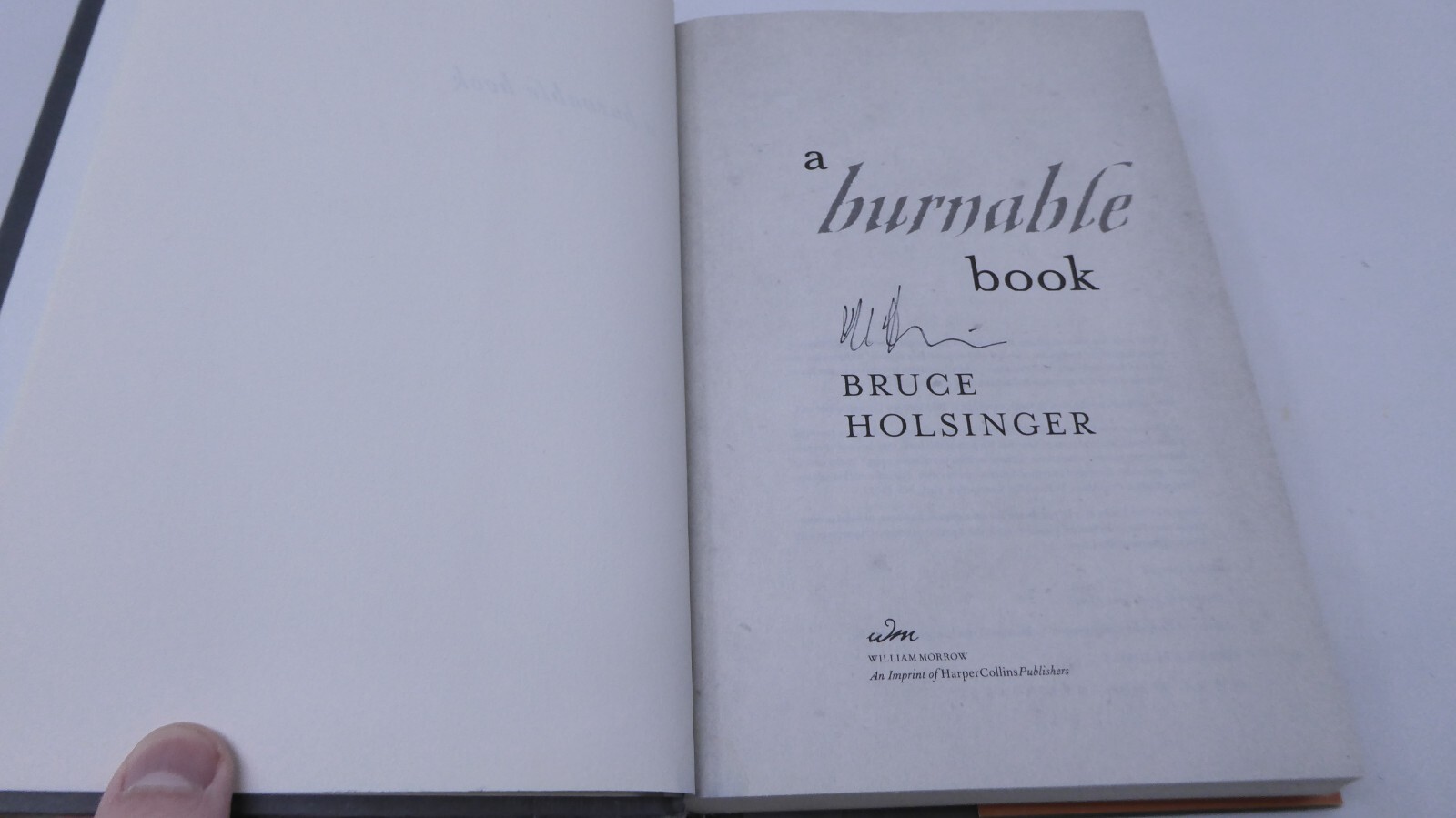 *SIGNED* A Burnable Book : A Novel by Bruce Holsinger (2014, Hardcover)