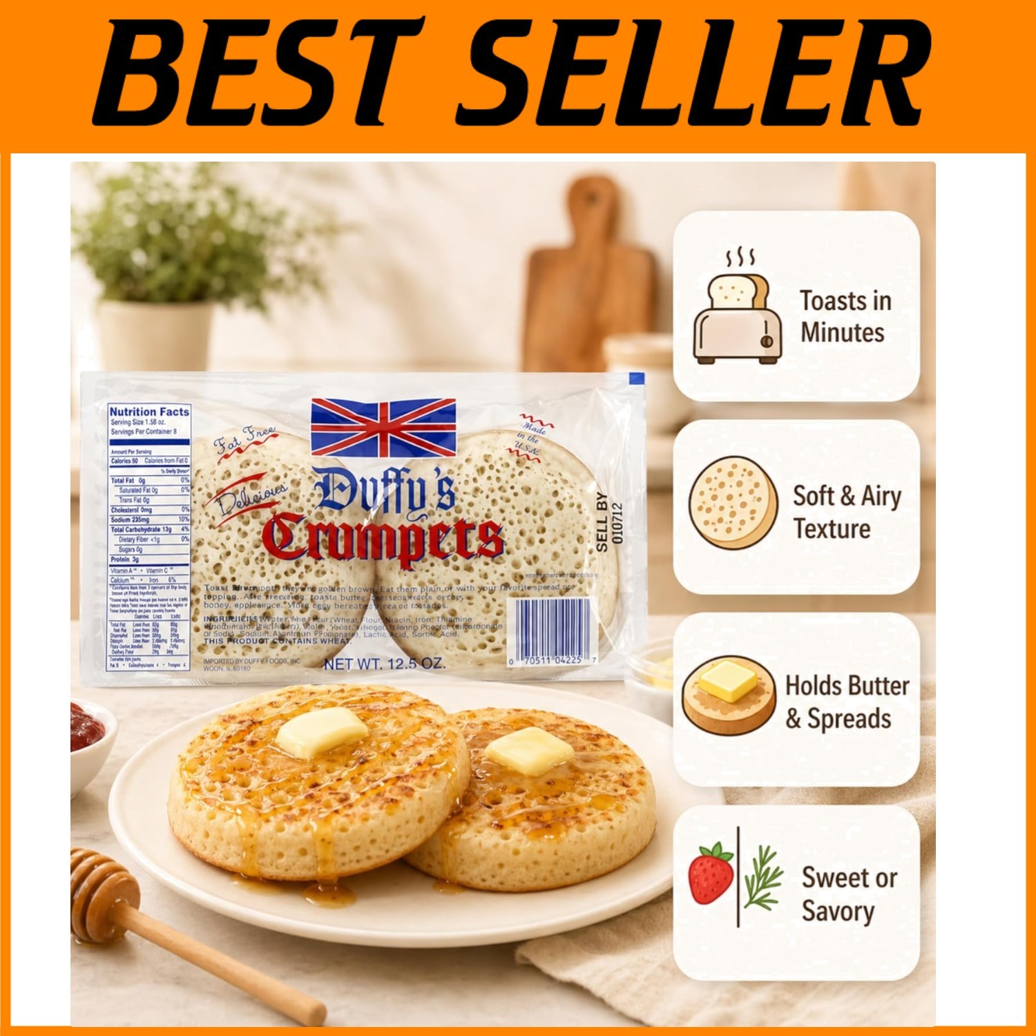 Duffy’s Crumpets British Breakfast Bread 12.5oz