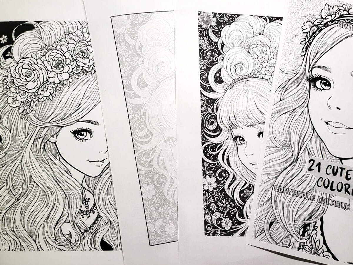Model Portrait Coloring Book Pages for adults kids, coloring pages Stress Relief