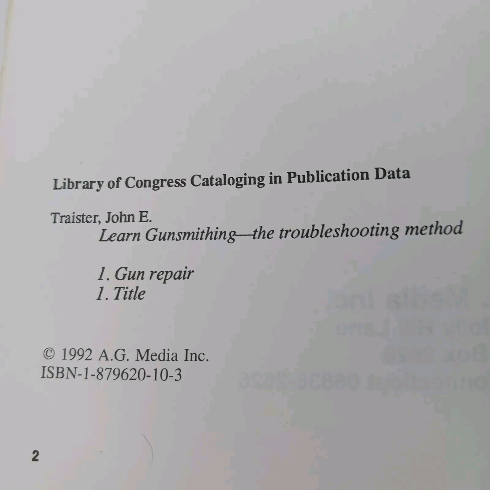Learn Gunsmithing The Troubleshooting Method by American Gunsmith book 1992