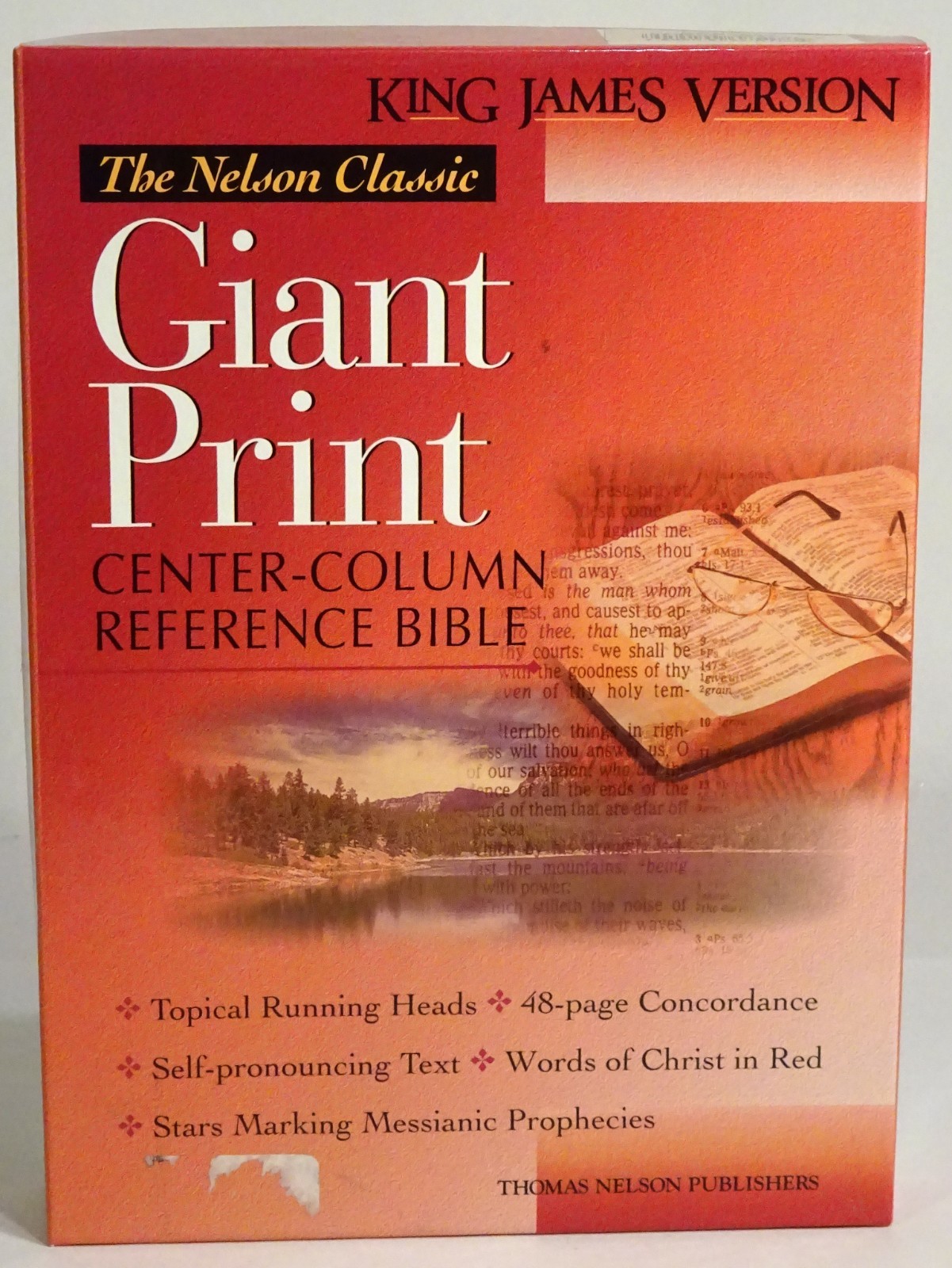 KJV GIANT PRINT Center-Column Reference Bible-NELSON-Burgundy Bonded Leather-Box