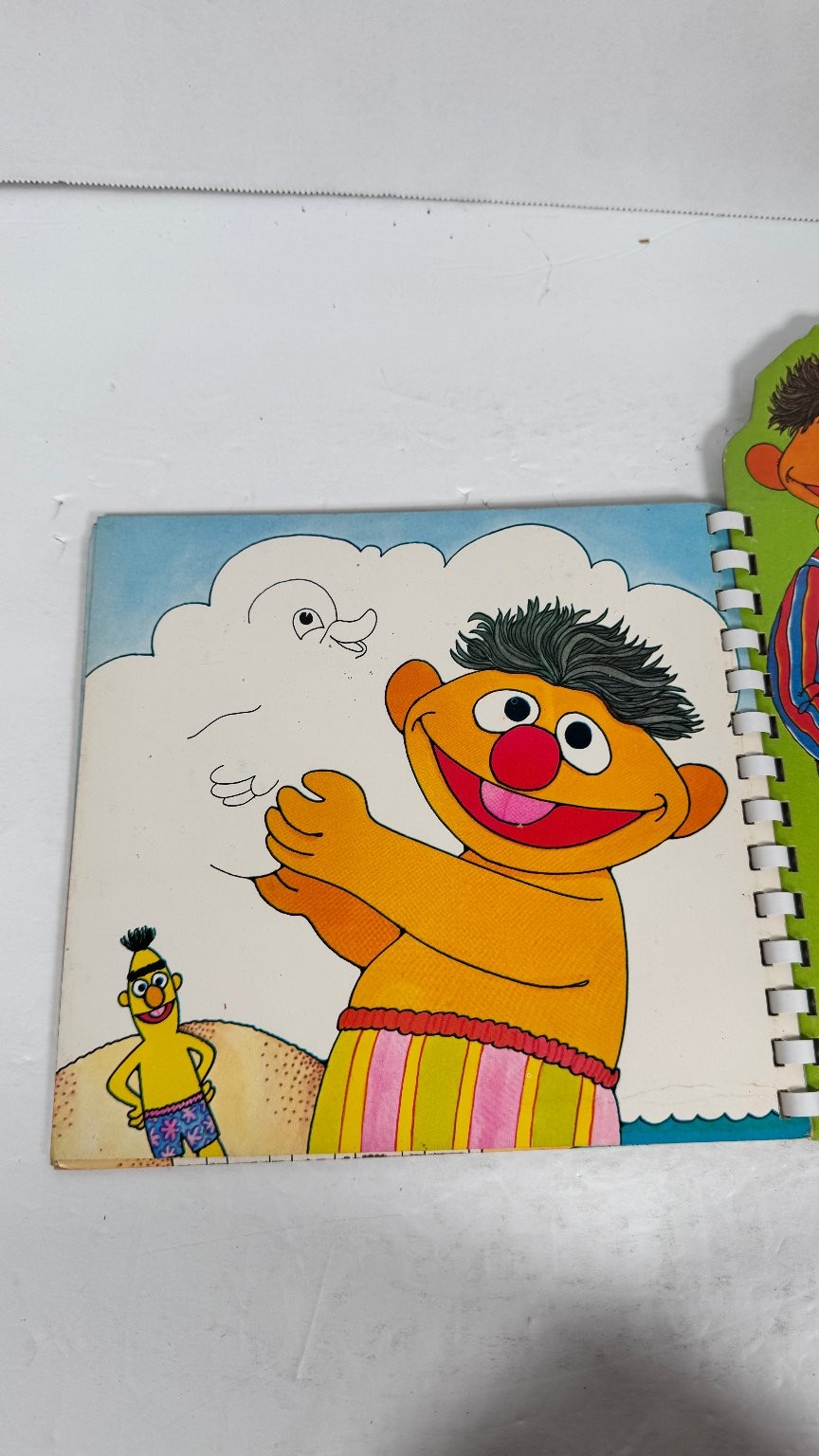 Sesame Street Wipe-Off Book Ernie Bert Big Bird Vintage CTW Activity
