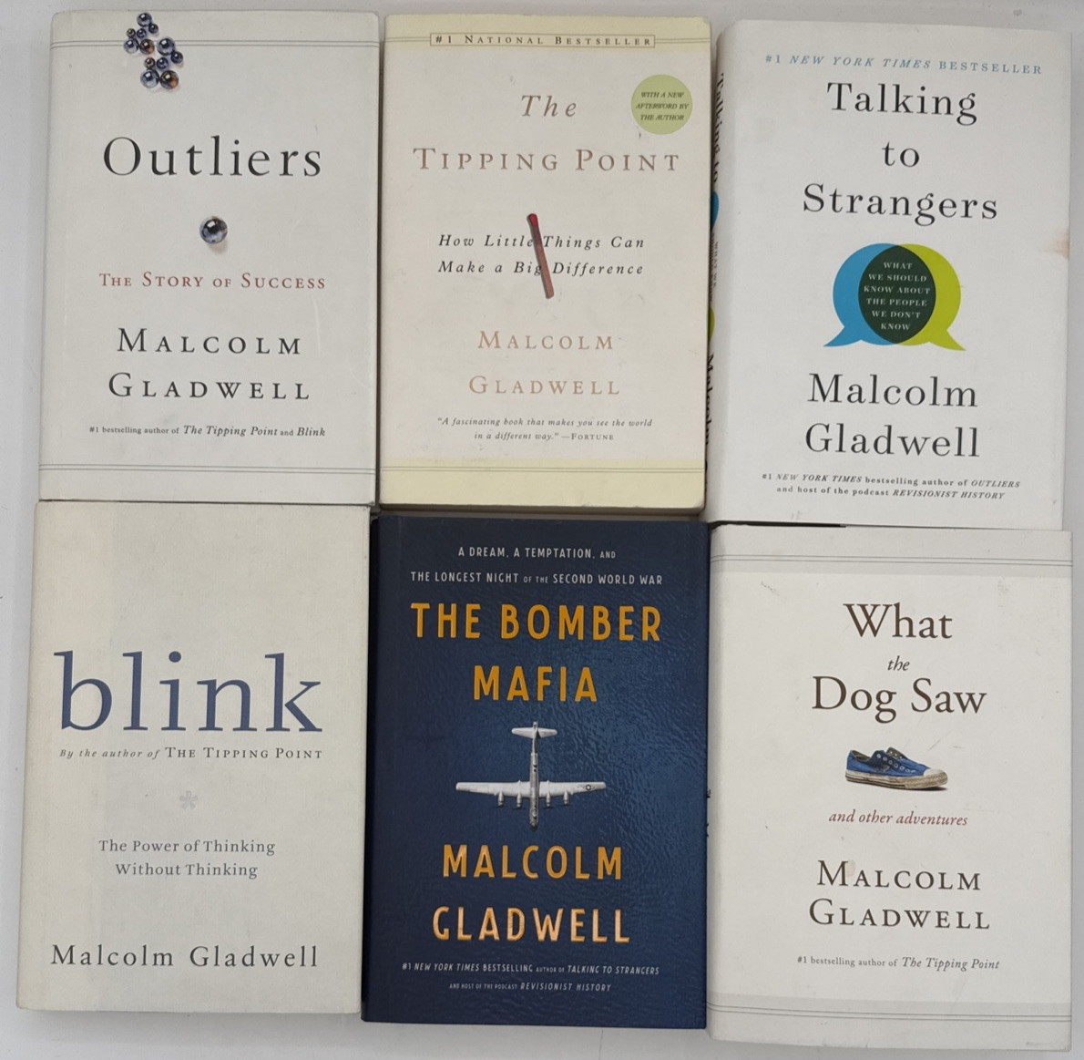 Lot of 6 Malcolm Gladwell, 1 Paperback and 5 Hardcover, B198