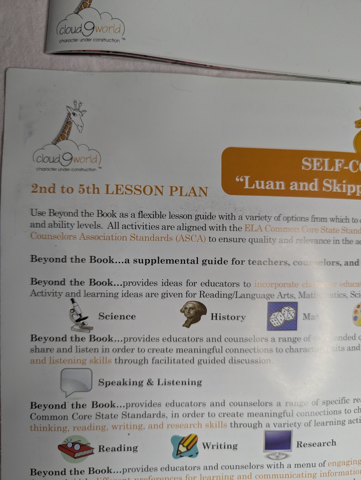 Home School Teachers Cloud 9 world character book SELF-CONTROL 2nd-5th w/ poster