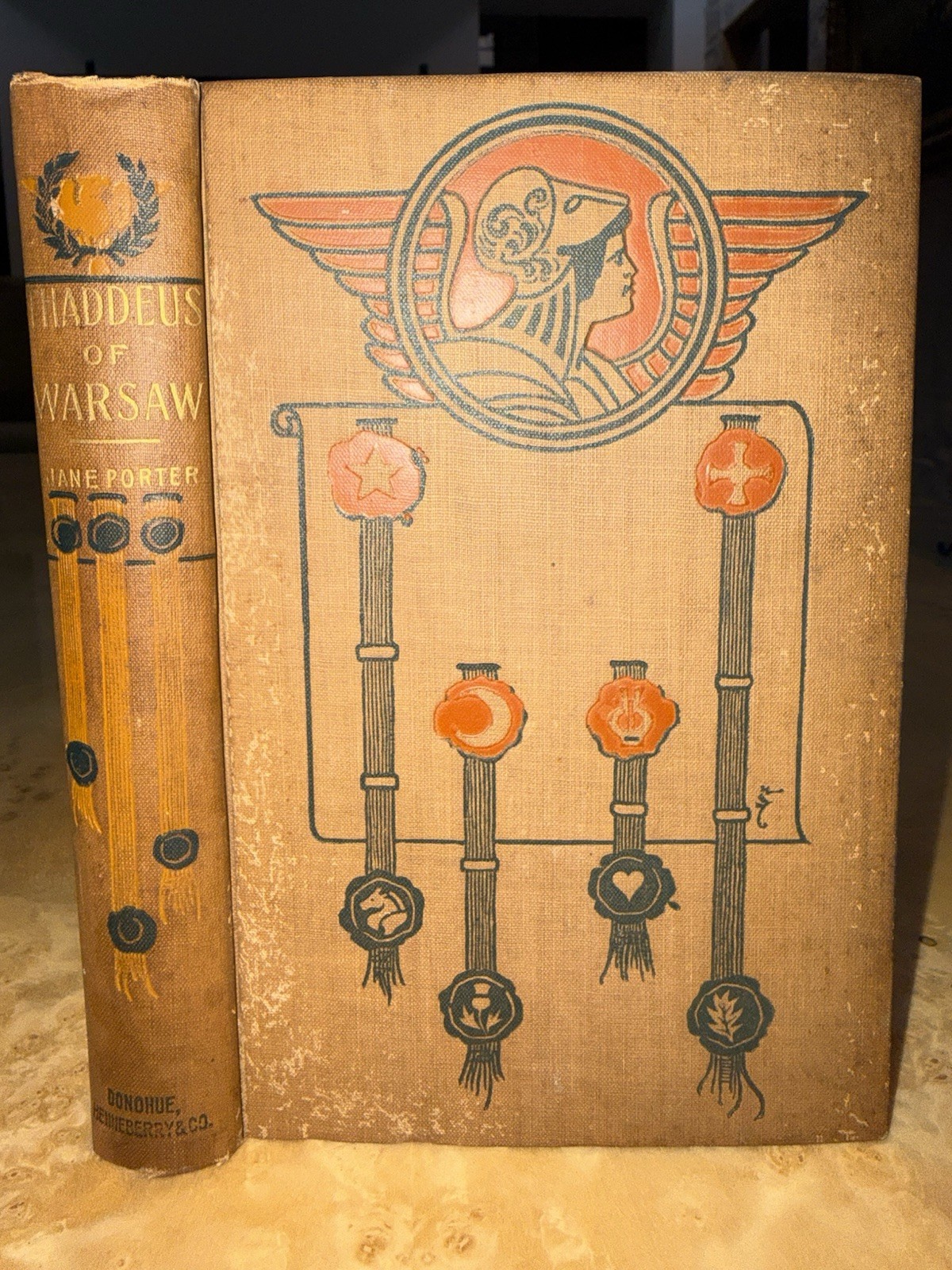 Antique Thaddeus of Warsaw Jane Porter Decorative Art Nouveau Cloth Bind c1900
