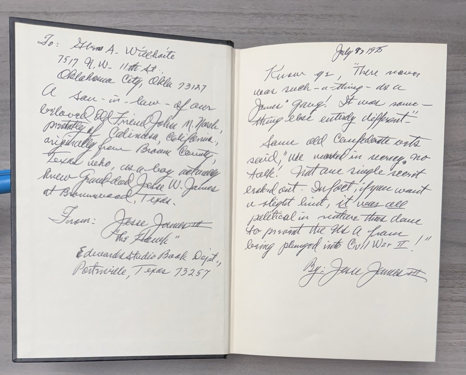 DOUBLE SIGNED 1st Ed / Printing ~ Jesse James Was One of His Names; Del Schrader