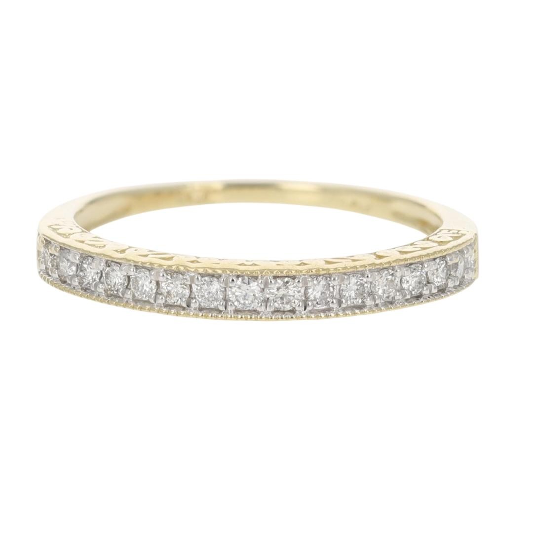 .18ctw Diamond Pavé Milgrain Scroll Wedding Band Ring 14k Yellow Gold Size 7