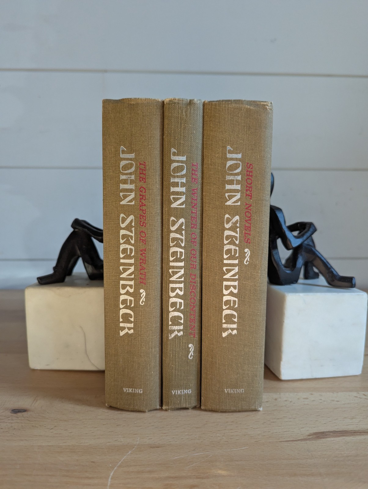Lot of 3 Classic Books by John Steinbeck Vintage Hardcover Viking