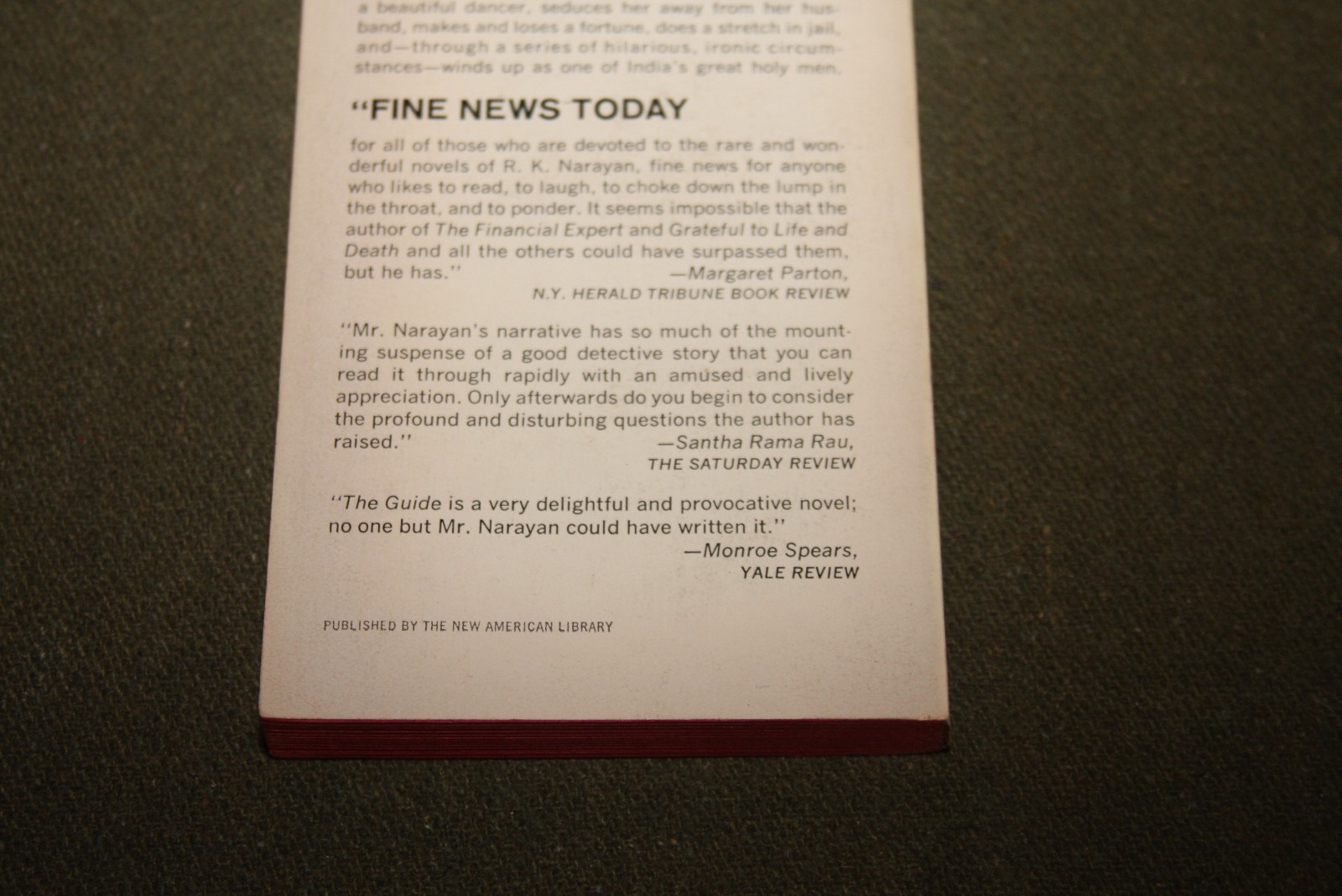 The Guide by R. K. Narayan 1966 PB 1st Printing Signet