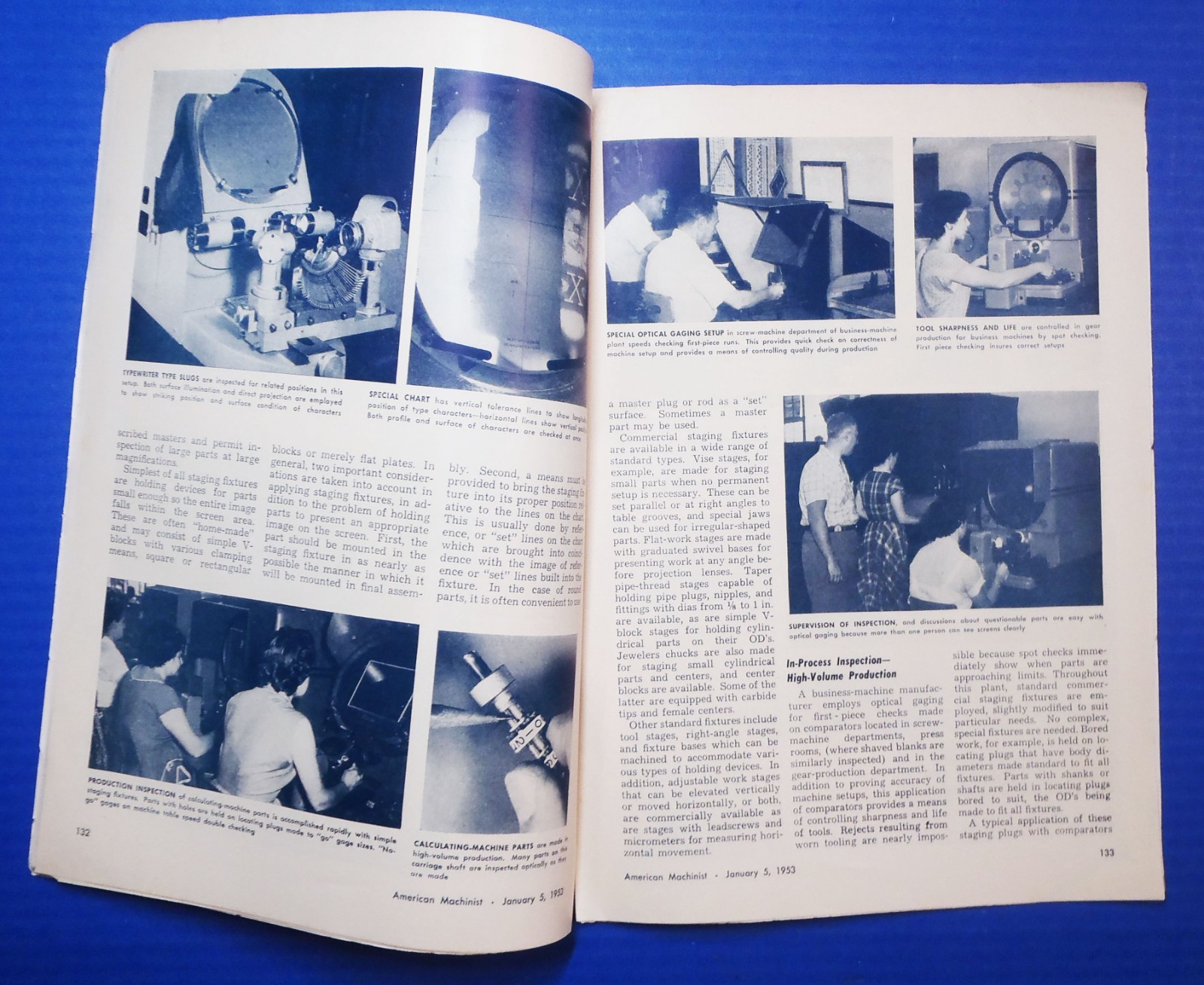Optical Gaging Metal Working Report VTG reprint from 1953 American Machinist zp1