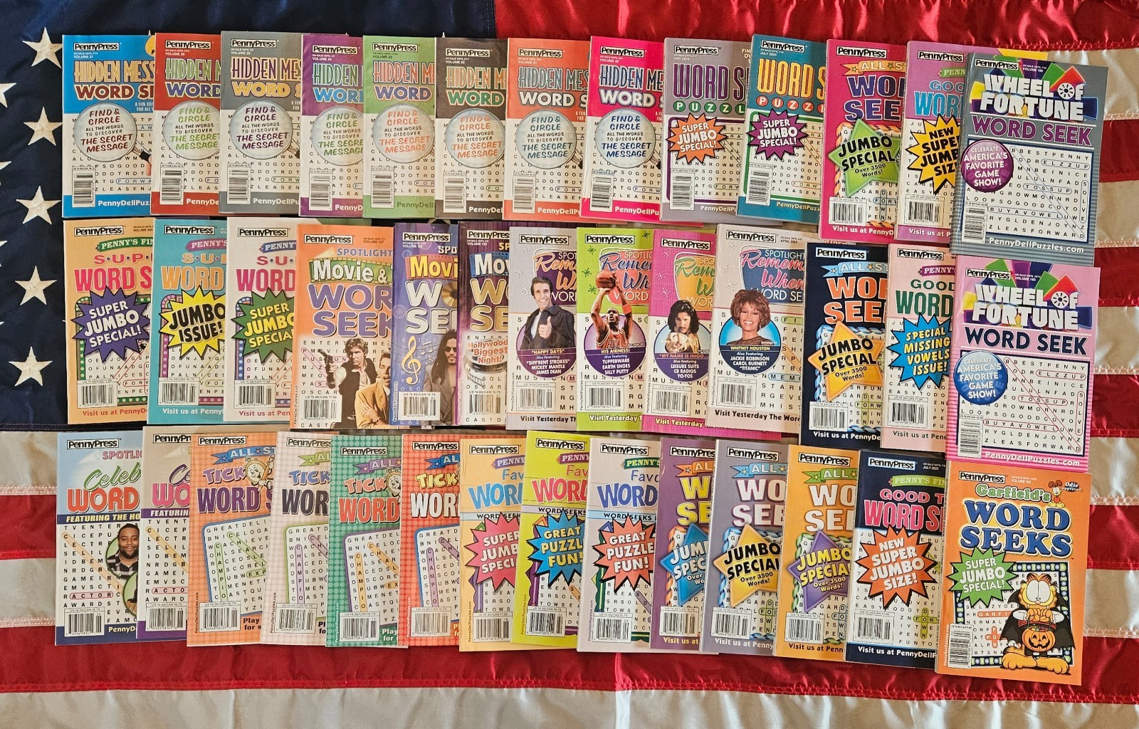 Lot of 10 Penny Press Dell Word Search Seek Puzzle Books UNSORTED mix