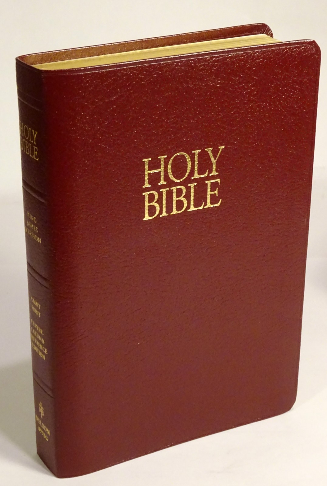 KJV GIANT PRINT Center-Column Reference Bible-NELSON-Burgundy Bonded Leather-Box