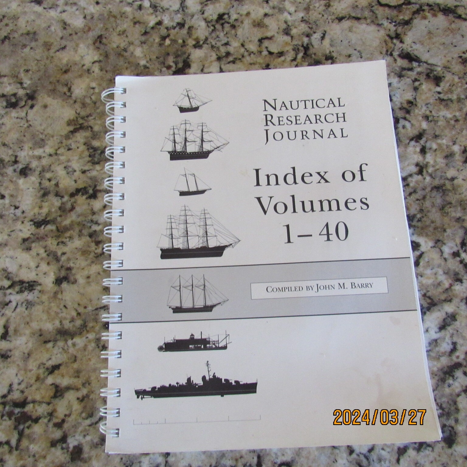 Nautical Research Journal-Index of Volumes 1-40-John M. Barry-Spiral Bound-1996