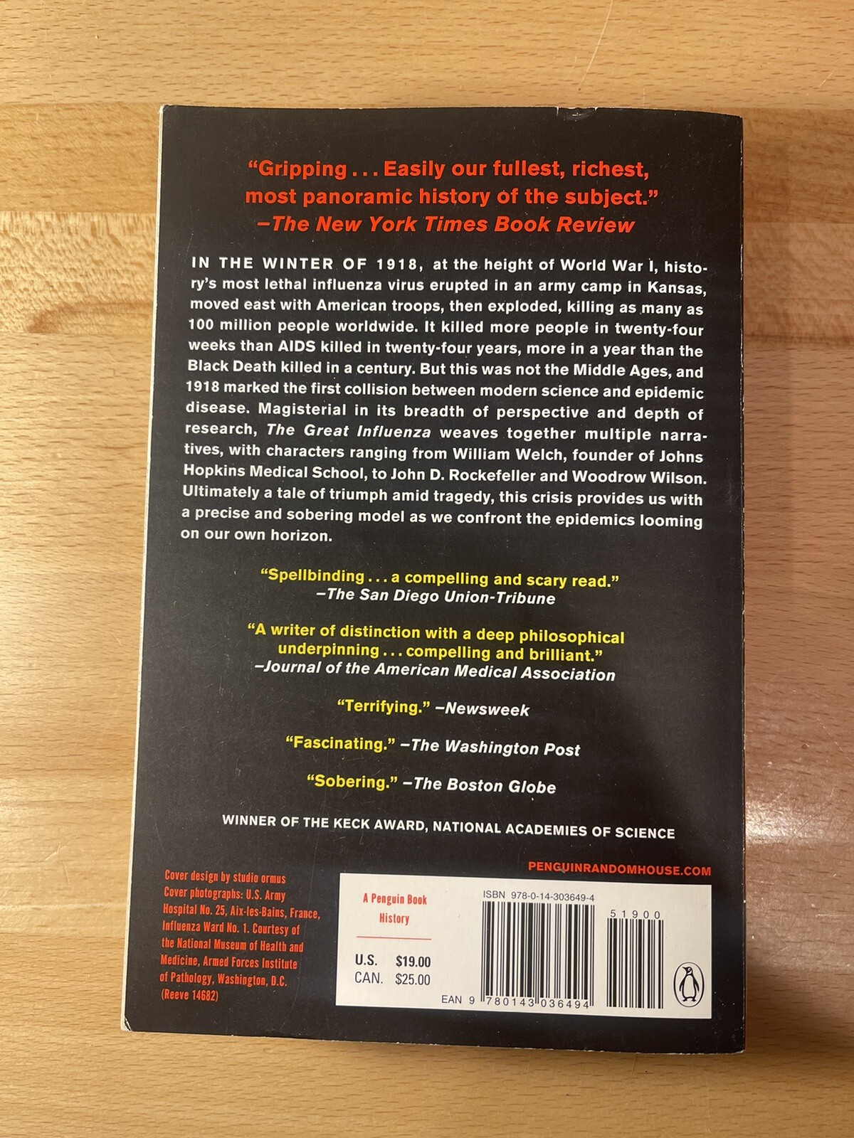 The Story of the Deadliest Pandemic in History by John M. Barry Pre Owned