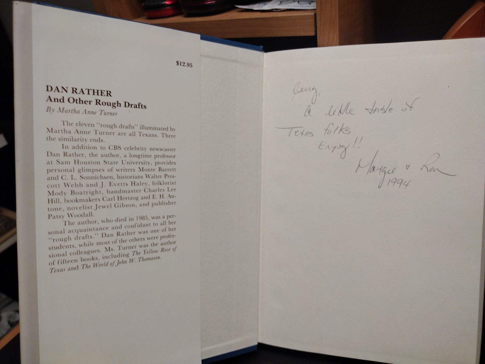 Dan Rather & Other Rough Drafts Martha Anne Turner Eakin Press 1987 Austin Texas