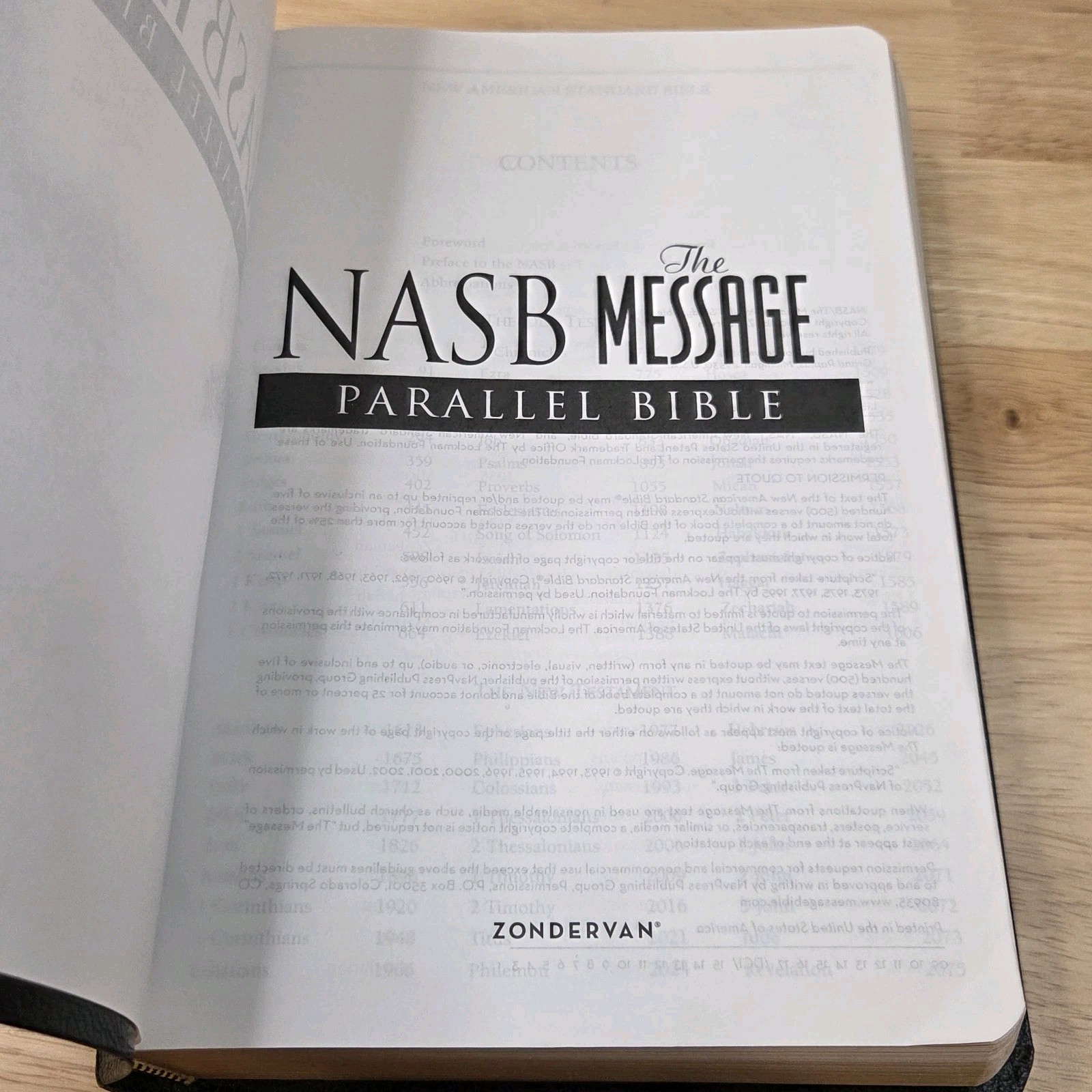 NASB / The Message Parallel Bible by Zondervan Staff 2004, Black Bonded Leather