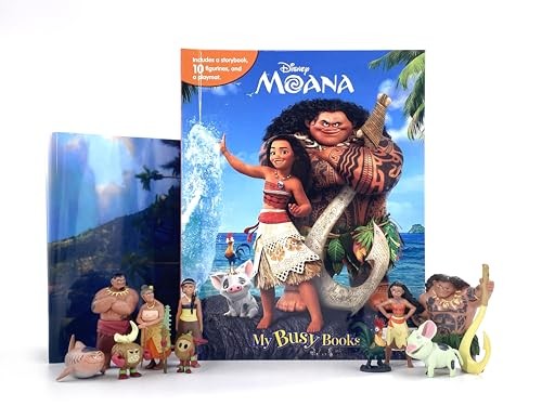Disney Moana My Busy Books – Storybook, 10 figurines, playmat