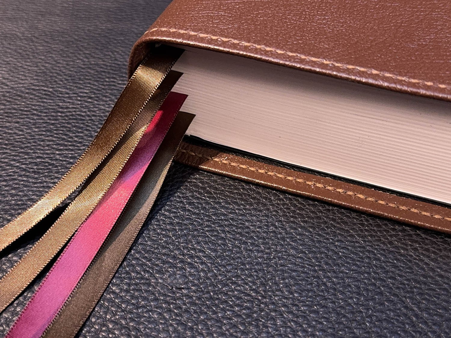 Student Study Bible, Pebbled Brown Goatskin Leather, Black Liner, 4 Ribbons