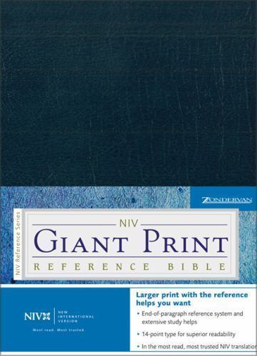 NIV Holy Bible Giant Print Reference Edition, Navy Leather-Look by Zondervan