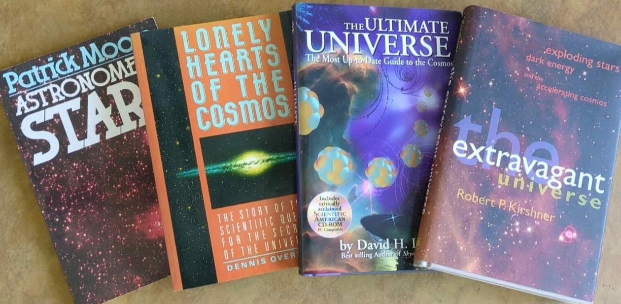 Astronomy Cosmology 4 Book Lot Physics Astrophysics Patrick Moore David Levy