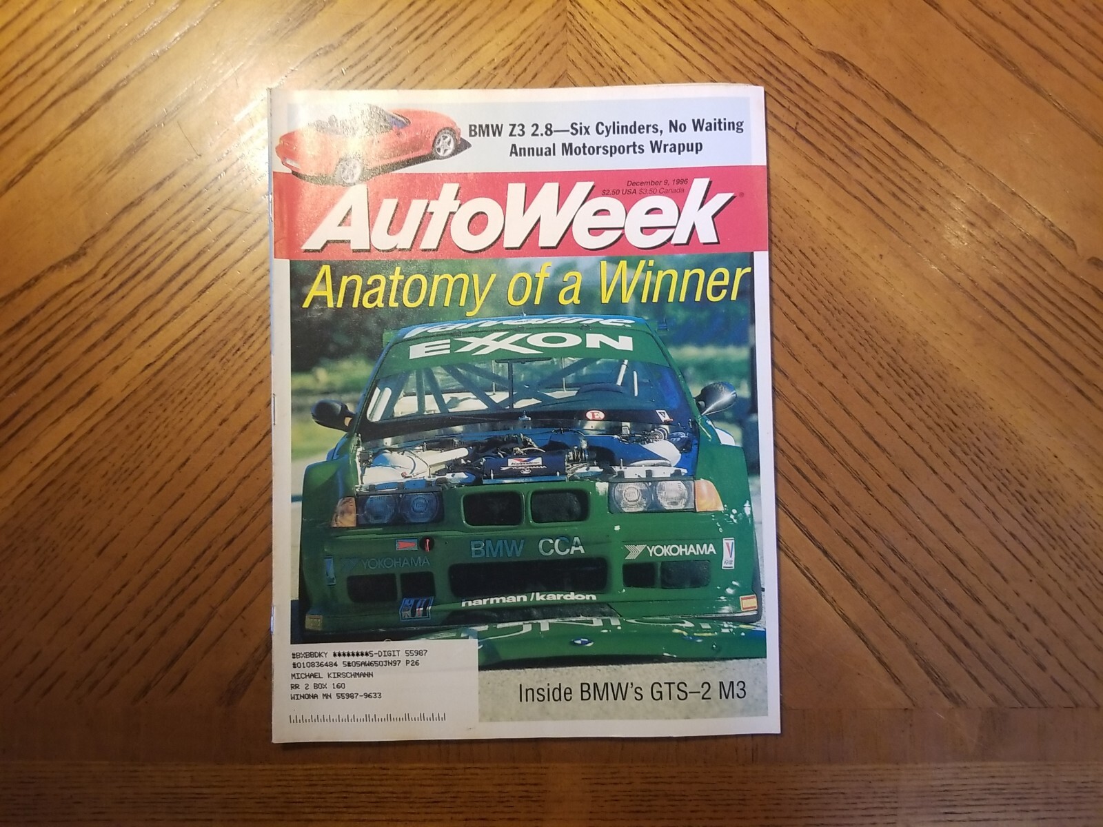 Autoweek Magazine DECEMBER 9, 1996 BMW GTS-2 M3 BMW Z3 BUICK REGAL