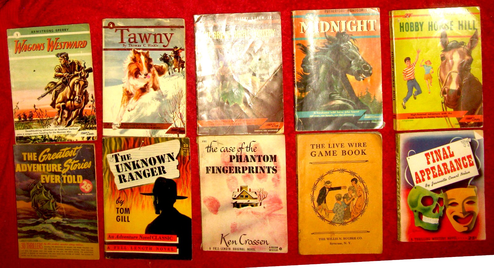 Lot of 10 very early MYSTERY oversize paperbacks © 1930s-1940s + Tawny & horses