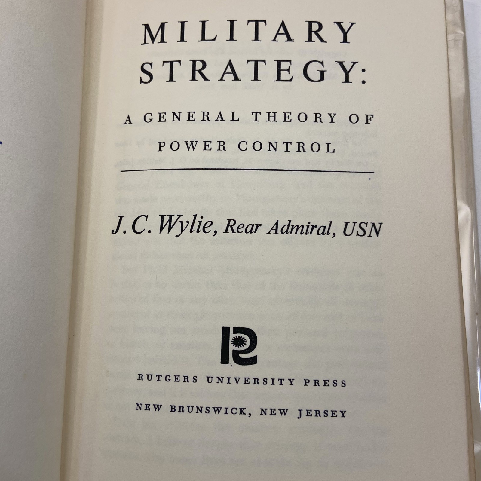 Military Strategy General Theory of Power Control Vintage 1967 Rutgers HCDJ GOOD