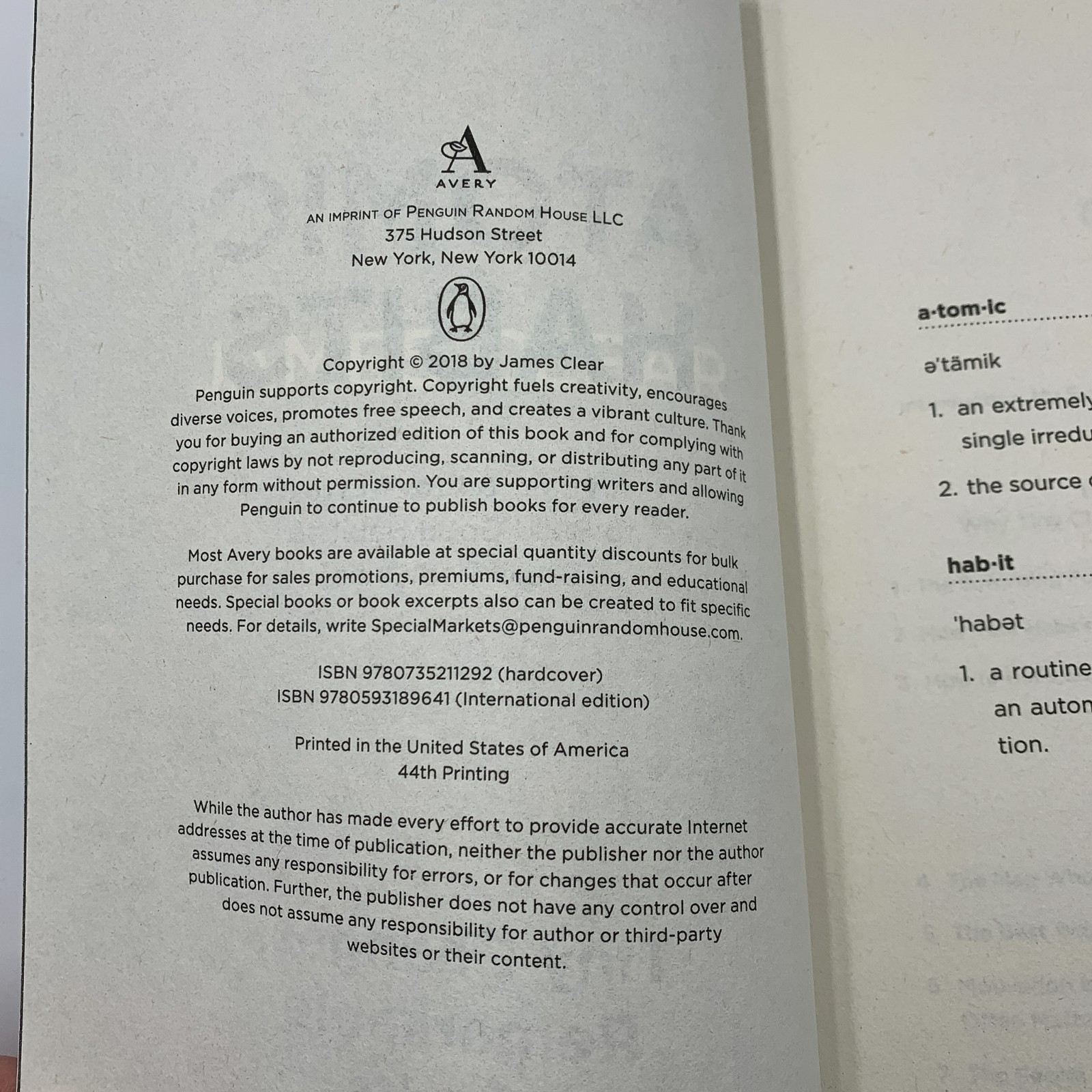 Atomic Habits by James Clear, HB, 2018