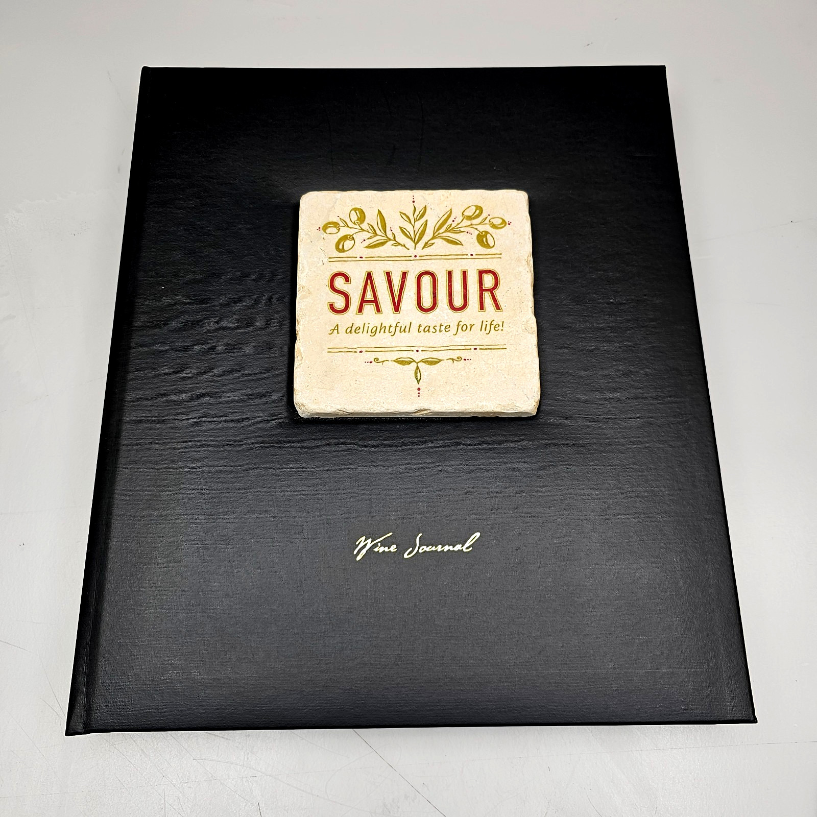Hardbound Savour Wine Journal Tile Applique 10 X 11+ Inches Blank Heavy Stock