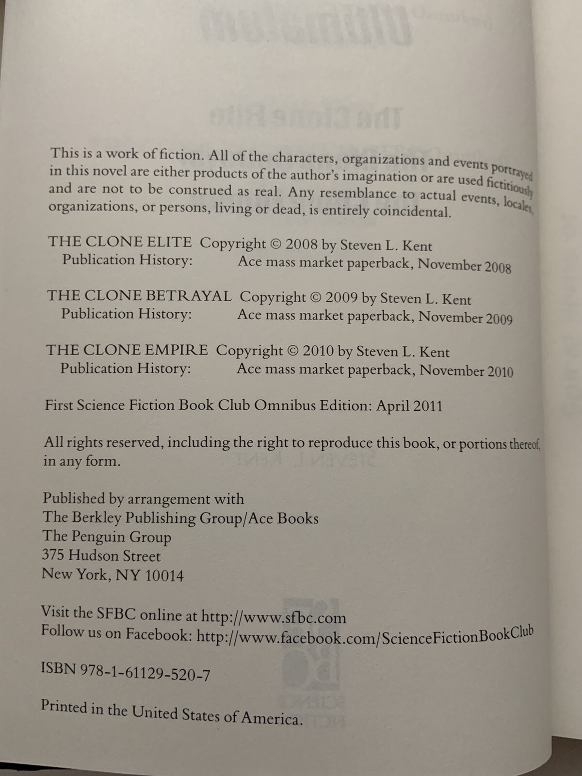 THE CLONE ULTIMATUM By Steven L Kent SCIFI Science Fiction Omnibus Edition 2011