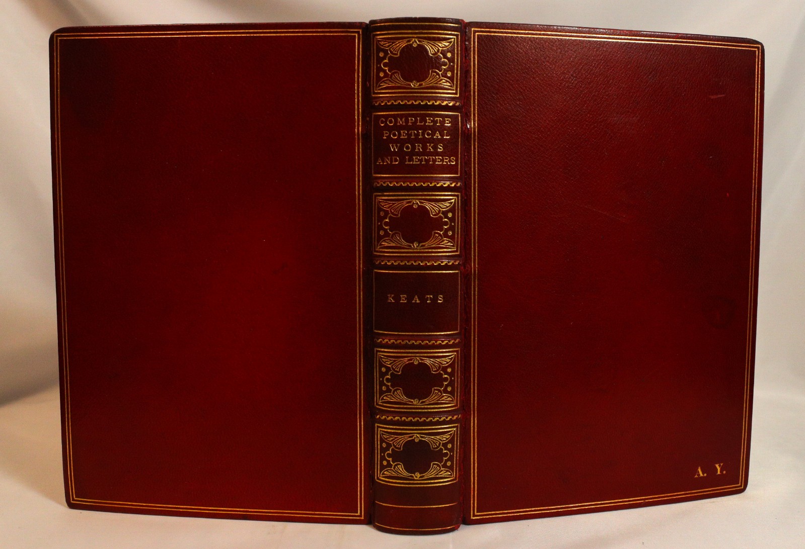 [SH13] 1899 Fine Leather Binding by Zucker Gilt. Keats Poetical Works & Letters