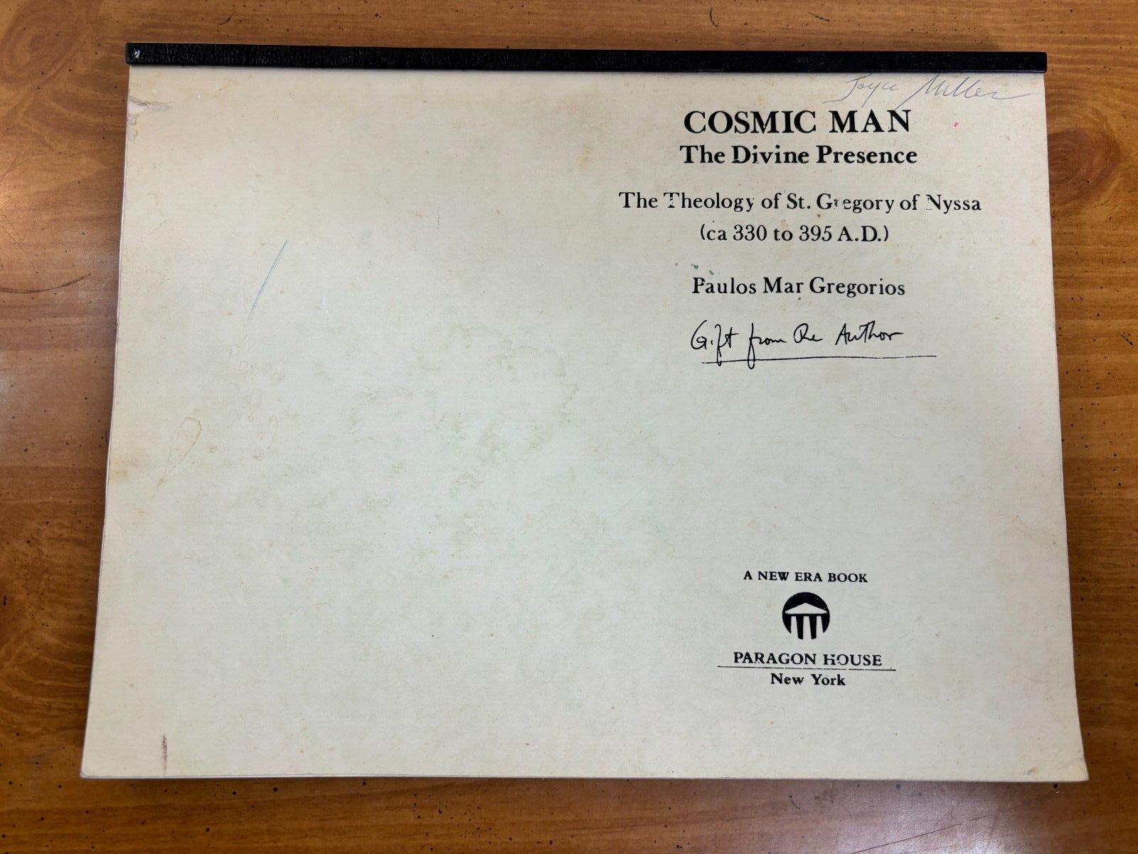 Advance Copy Cosmic Man The Divine Presence by Paulos Mar Gregorios 1st U.S. Ed