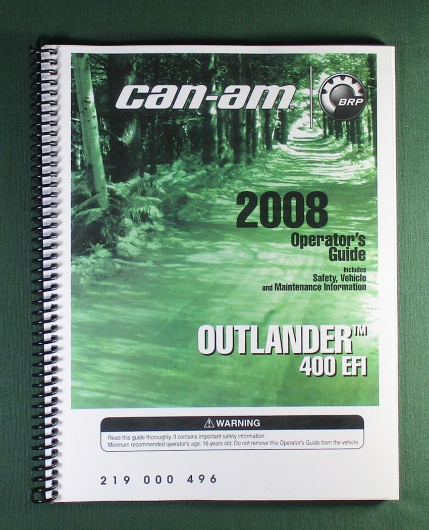 2008 Can-Am Outlander 400 EFI Owner’s Manual: 152 Pages & Protective Covers!