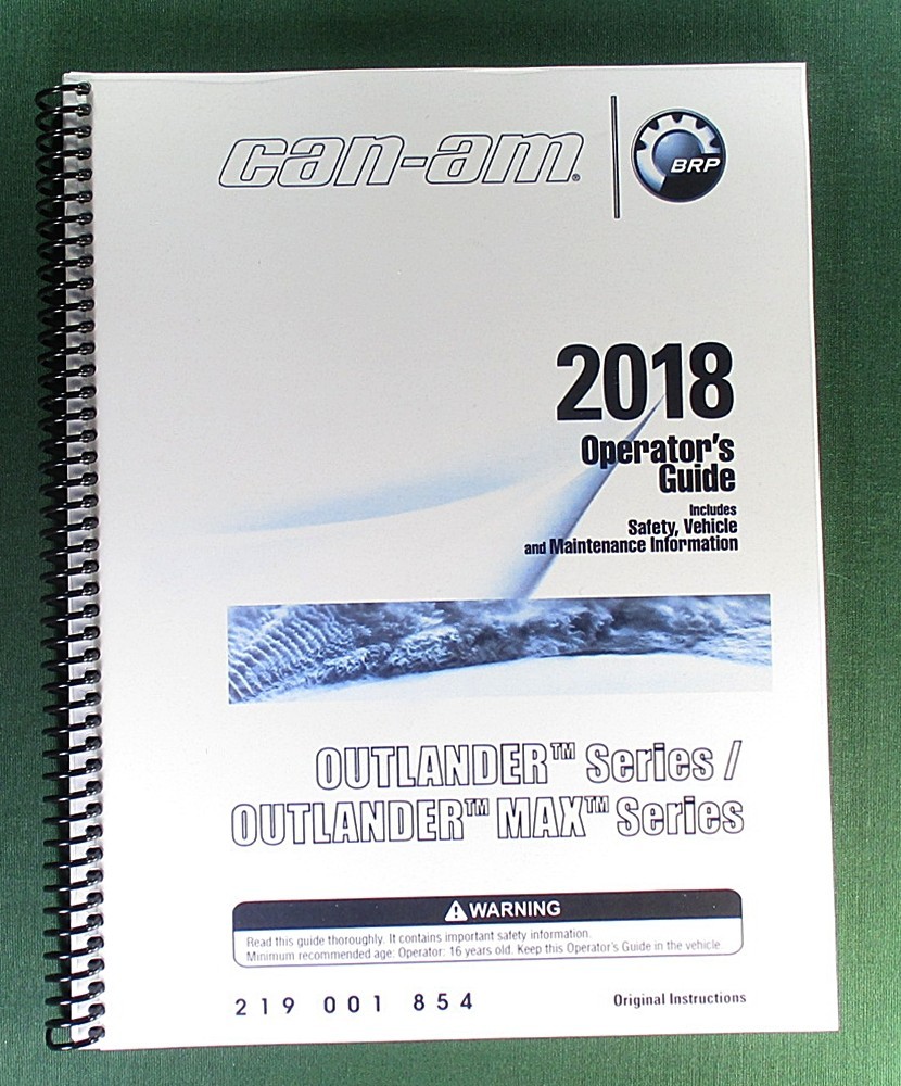 2018 Can-Am Outlander MAX 850 Owner’s Manual: 212 Pages & Protective Covers!