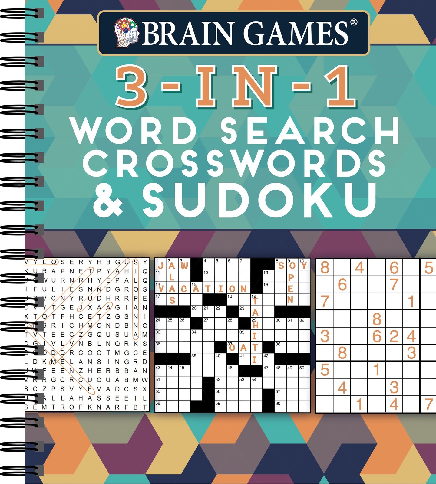 Brain Games – 3-In-1 Puzzle Book: Word Search, Crosswords & Sudoku | 256…