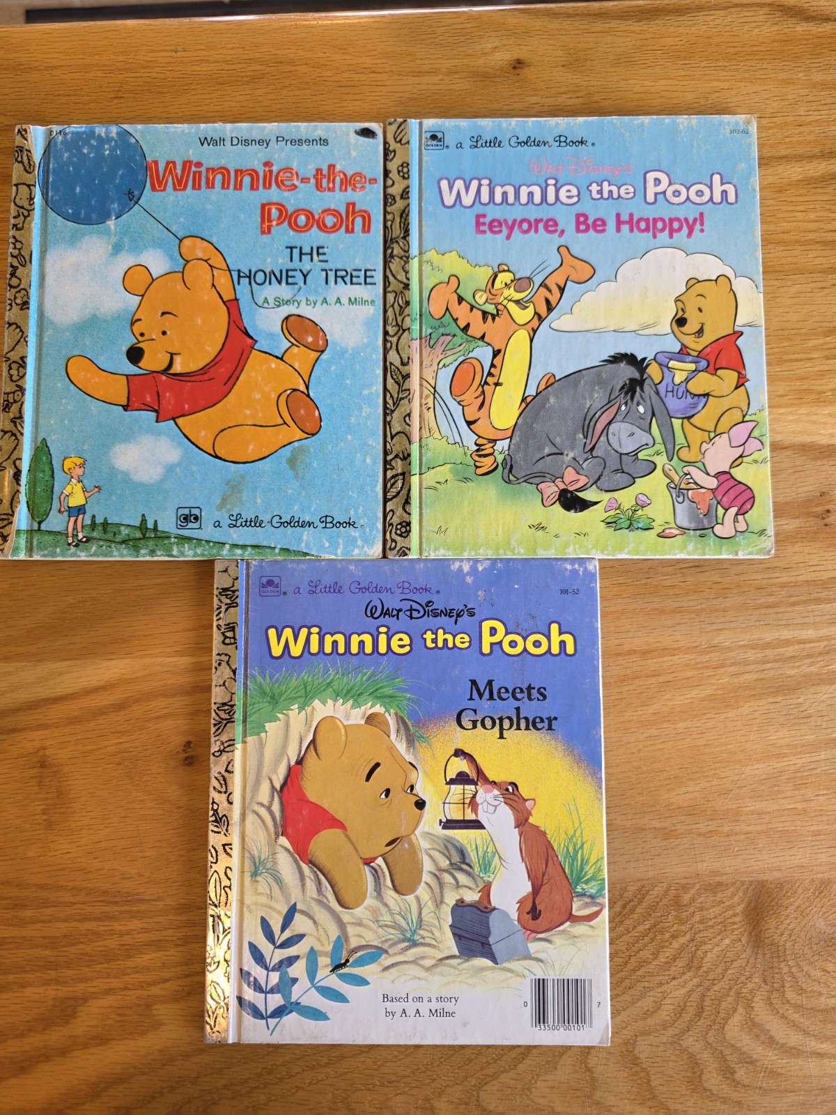 Lot of 3 Winnie-the-Pooh Little Golden Books Gopher Honey Tree Dragon Disney
