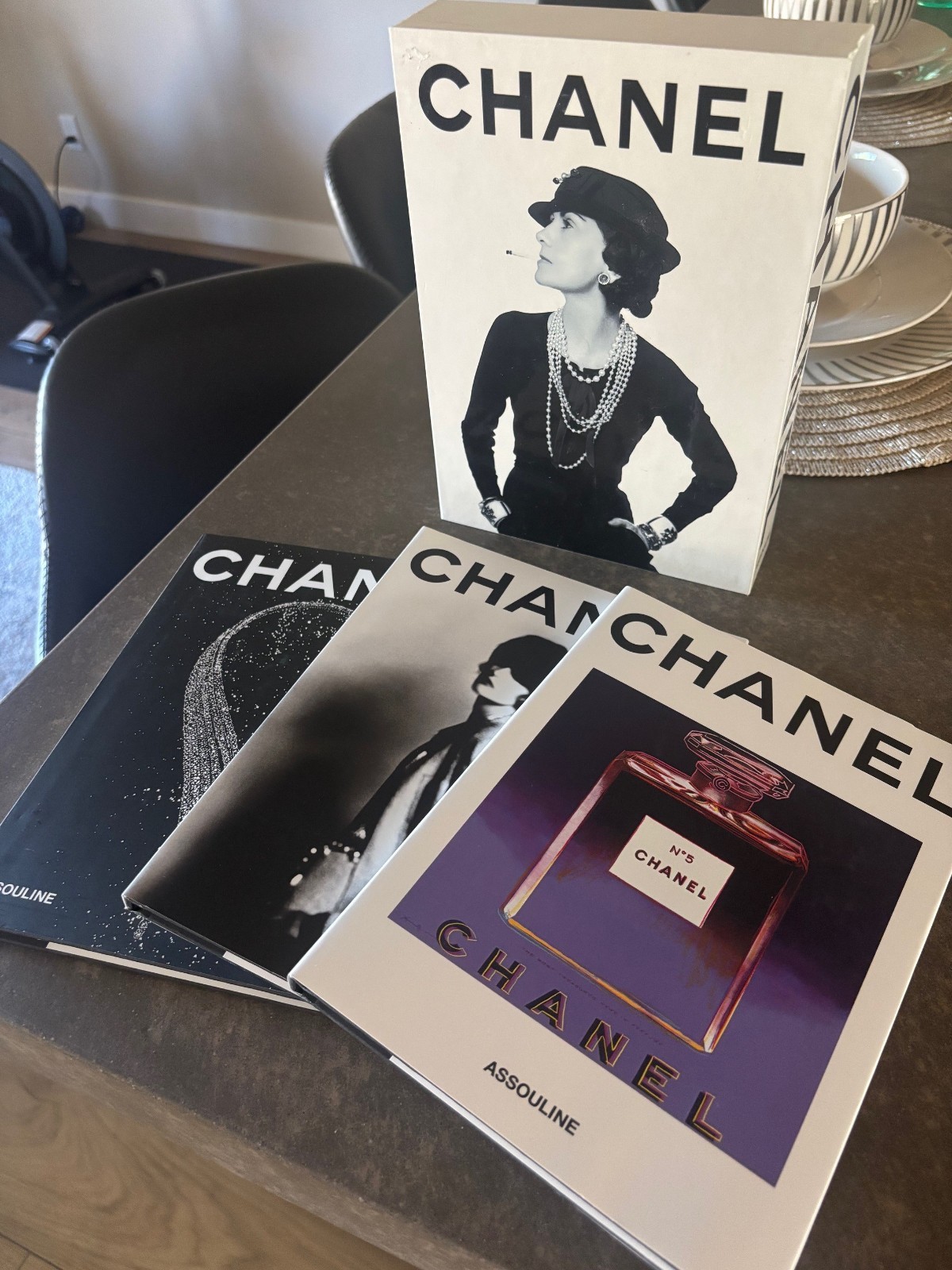 Chanel Assouline 3 Book Slipcase Set Fashion Jewelry Perfume Hardcover Decor
