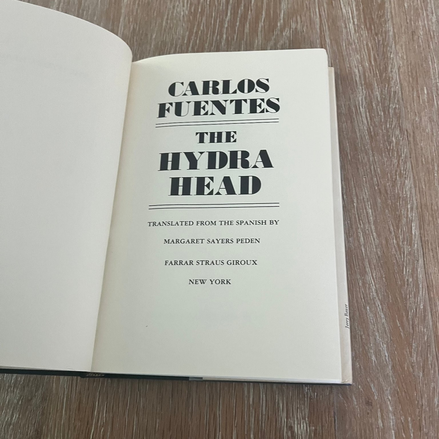 The Hydra Head Carlos Fuentes 1978 First Printing Spy Thriller Farrar Straus